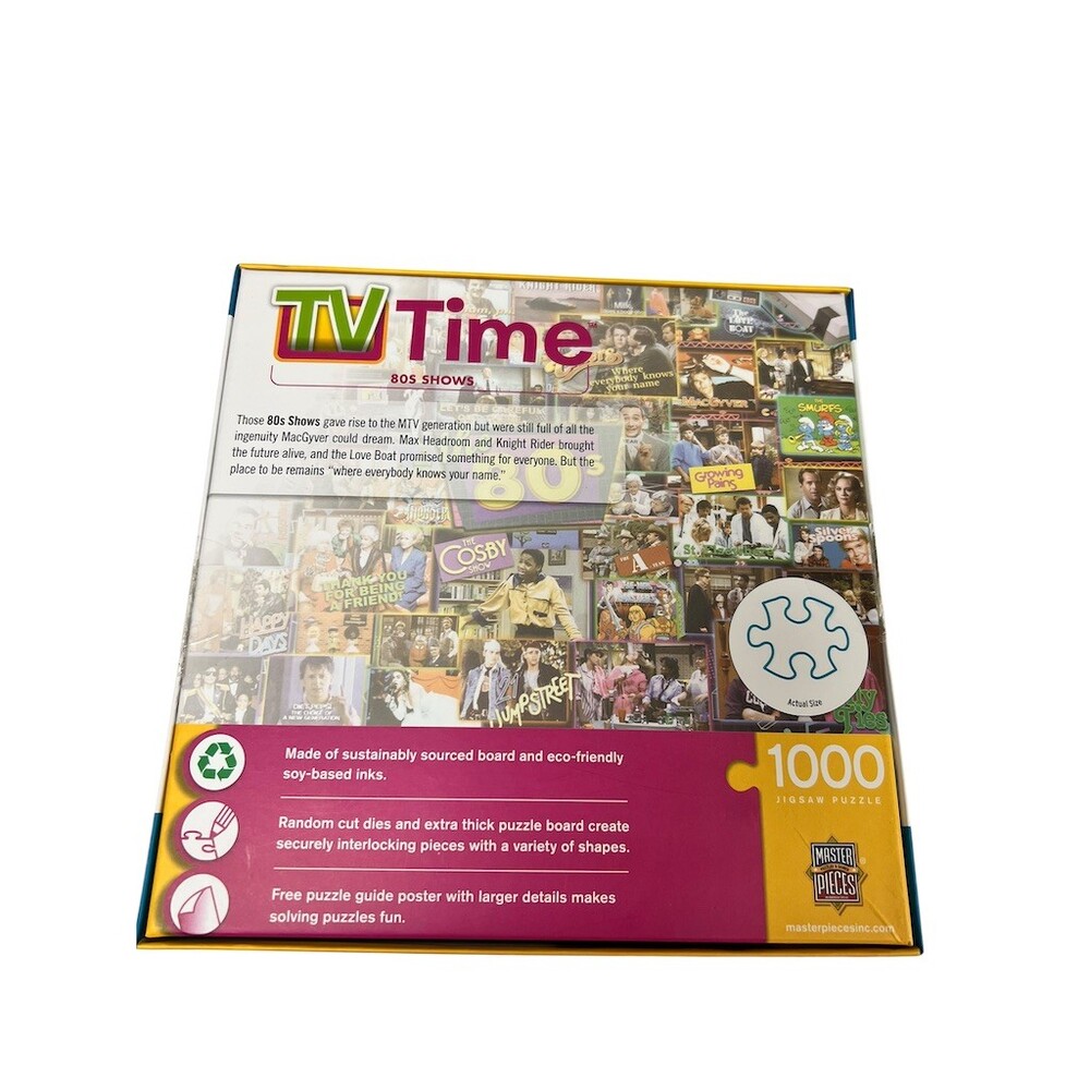 MasterPieces TV Time 80s Shows 1000 Piece Jigsaw Puzzle w/ Bonus Poster - Picture 2 of 2